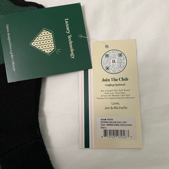 Fore All McKell Green Checkered Mini Dress Women's Large Golf Performance New - Picture 9 of 11